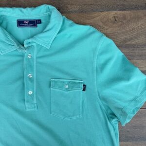 Vineyard Vines Men's Aqua Polo Shirt 100% Pima Cotton Size Large